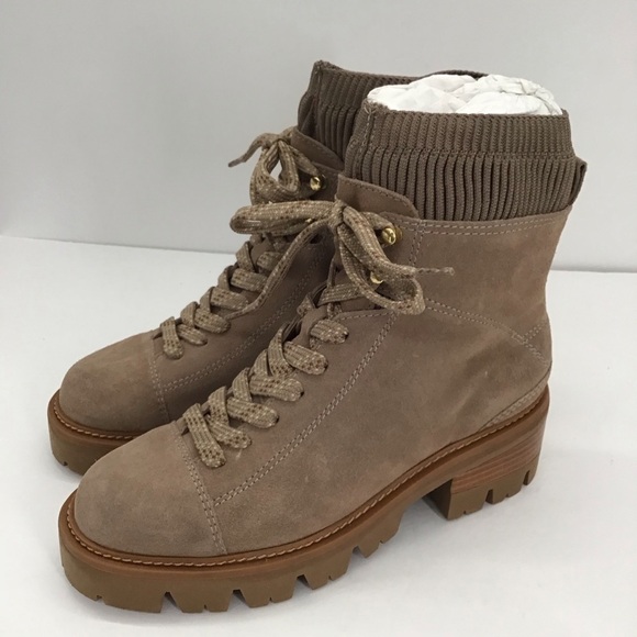 Arezzo Madelyn Suede Leather Lug Sole Ankle Lace-Up Boot Casual Tan NWT Size 7.5 - Picture 9 of 13